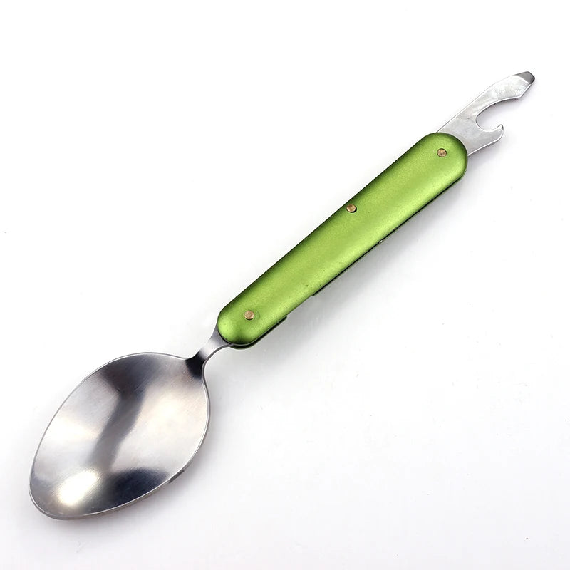 Camping Travel Outdoor Stainless Steel Portable Folding Pocket Knife Fork Spoon Eco-Friendly Multi-Function Cutlery Set Bottle