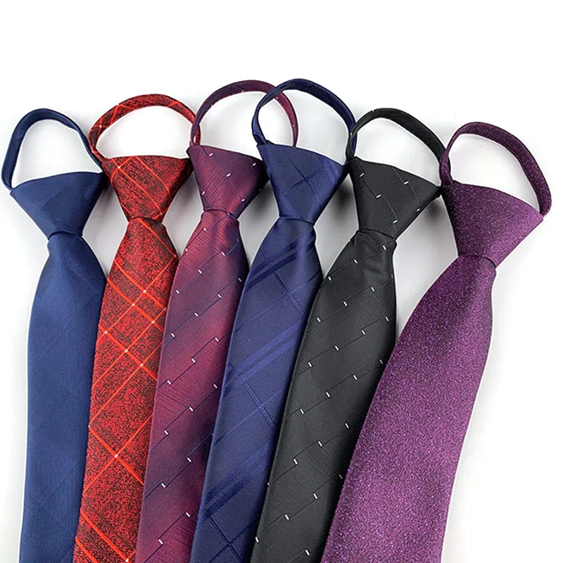Men's Handmade Skinny Striped Ties Custom Logo School Uniform Zip Necktie Personalized Brand Accessory