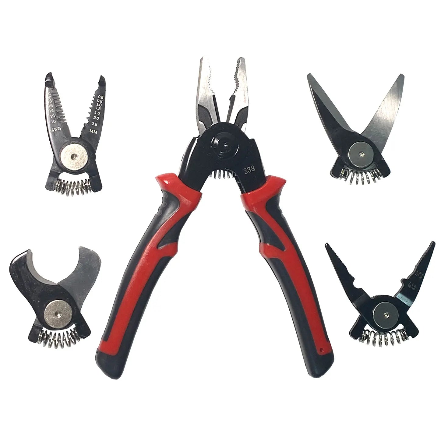 5 In1 Hardware Tools Interchangeable Head Pliers Set Wire Stripper Crimp Plier Cable Shear Scissor Wire Cutter