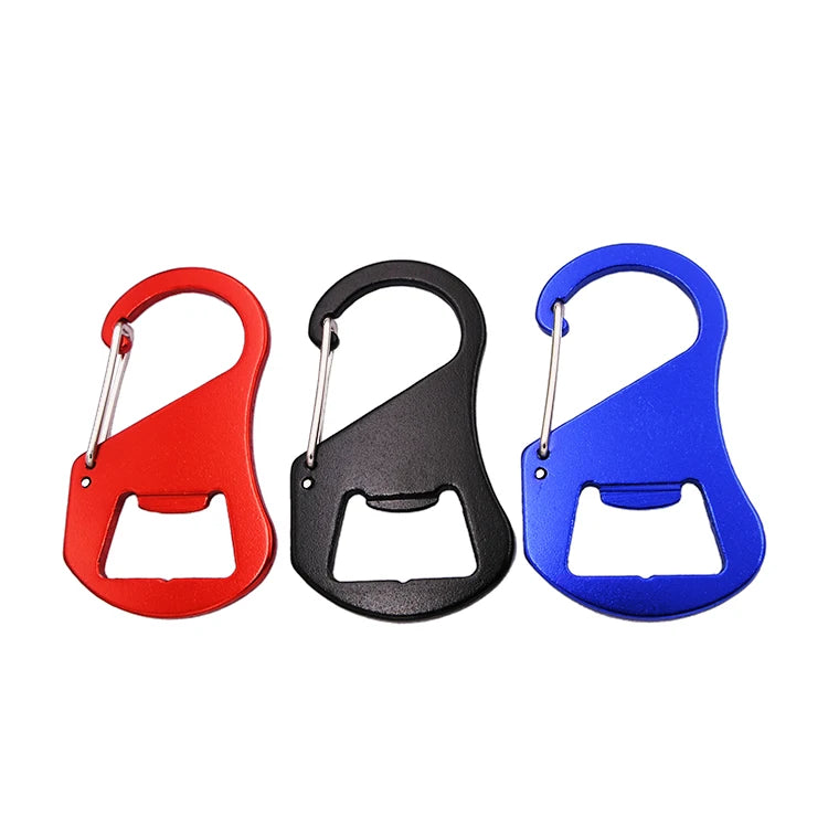 Multifunction 6.7CM Promotional Aluminum Alloy Carabiner Keychain Metal Clip with Beer Bottle Opener Keychain