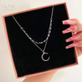 VKME Hot Selling Fashion Double Moon Pendant Necklace for Women Jewelry