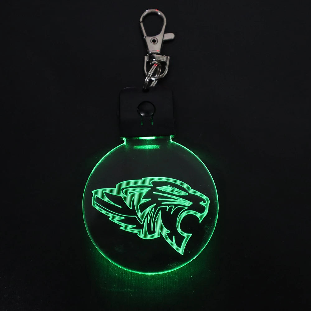 Dolphin Customized Wolf Pattern Design Acrylic 7 Led Color Changing Led Keychain for Promotion Items
