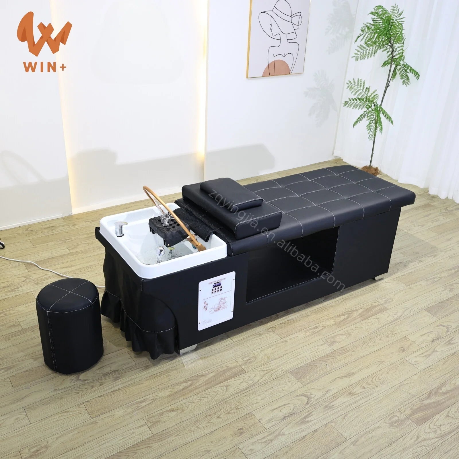Winplus Shampoo Chair Japanese Luxury Pu Leather Lay Down Washing Chair Beauty Hair Salon Thai Massage Hair Head Spa Shampoo Bed