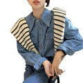 Autumn New Style Korean Retro Simple Single-breasted Loose Casual Double Pocket Washed Blue Women Denim Shirt