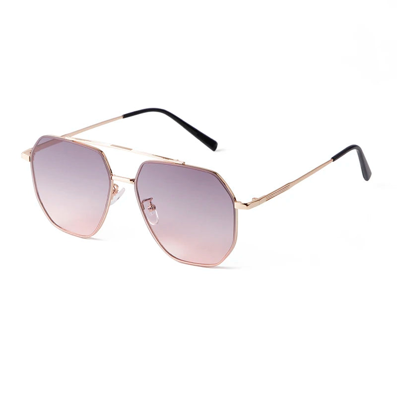 STORY 2024 New Irregular Metal Frame Driving Sunglasses Gradient Eyewear Double Bridge Pilot Sun Glasses