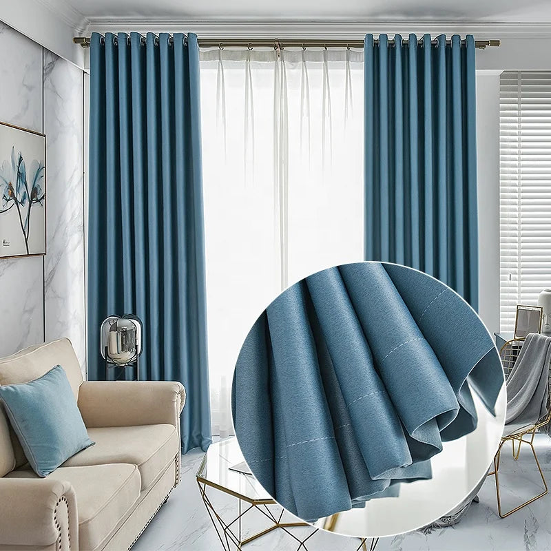 Curtain Supplier Solid Color Curtains for Living Room Bedroom High Shading 99% Thermal Insulated Blackout Curtain