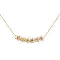 Milskye Fashion Design 925 Sterling Silver Gold Vermeil Dainty Mini rainbow Zircon Floral Pearl Necklace