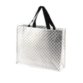 Custom Logo Eco Friendly Quilted Non Woven Tote Bag Metallic Foil Laminated Holographic Silver Custom Design Promotional Gifts