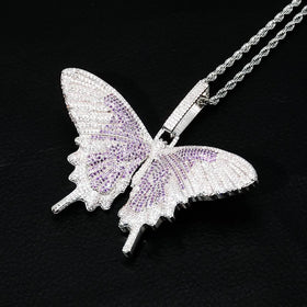 Bling Butterfly CZ Iced Out Pendant Party Jewelry for Men Women Necklace Rapper Chain 5A Cubic Zircon Gold Plated Copper Pendant