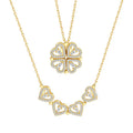 SC Hot Selling Gold Plated Stainless Steel Clover Necklace Women Luxury Openable Zircon Love Heart Four Leaf Clover Necklace