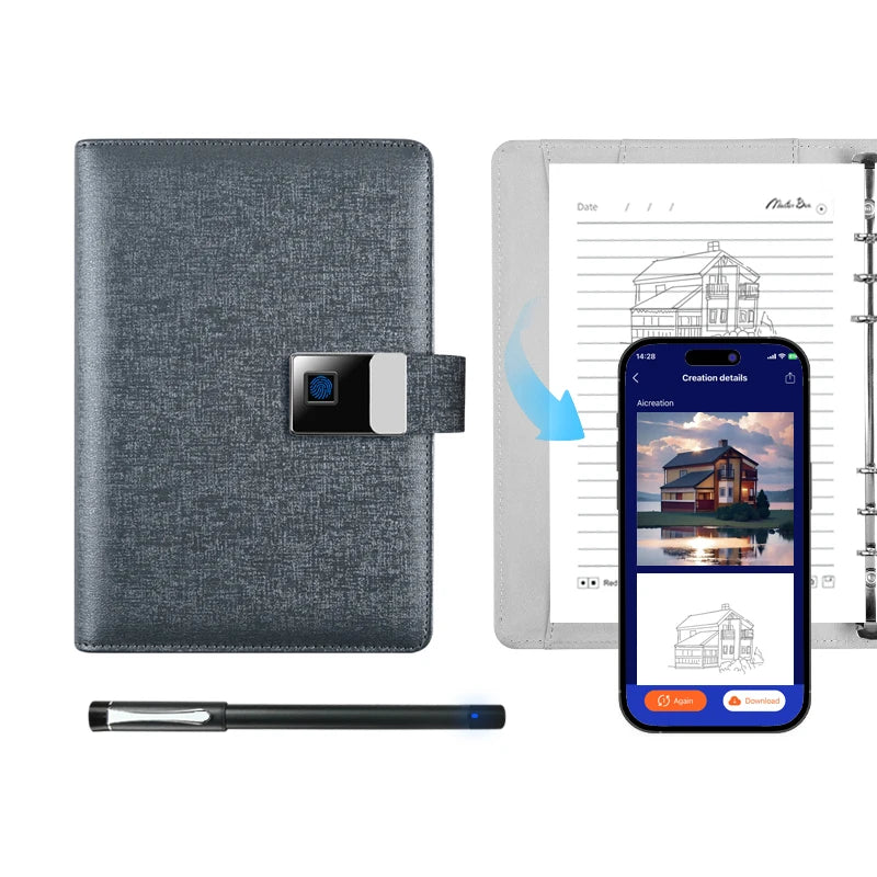 High-end Product Fingerprint Lock Business AI Office Notebook A5 AI drawing Book Language Translation Audio Text Recognition