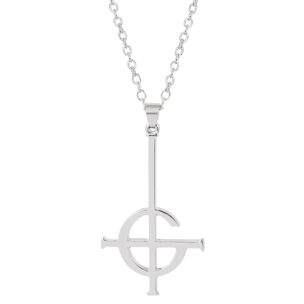 New Punk Men Ghost Stainless Steel Cross Pendant Necklace Hiphop Male Jewelry Accessories