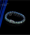 Silver 925 Original Full 1 Carat Round Brilliant Cut Diamond Test Past 6.5mm Green Moissanite Tennis Bracelet Chain for Wedding
