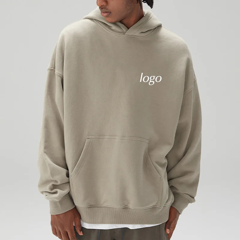 Wholesale Luxury Custom Heavyweight Men Oversized Hoodie Manufacture Heavy Cotton 100% 500gsm French Terry Hoodie No String