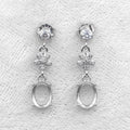 Sterling Silver 6*8mm Semi Mount Stud Eardrops Empty Frame Support Blank Setting S925 Base Without Center Stone DIY for Inlay