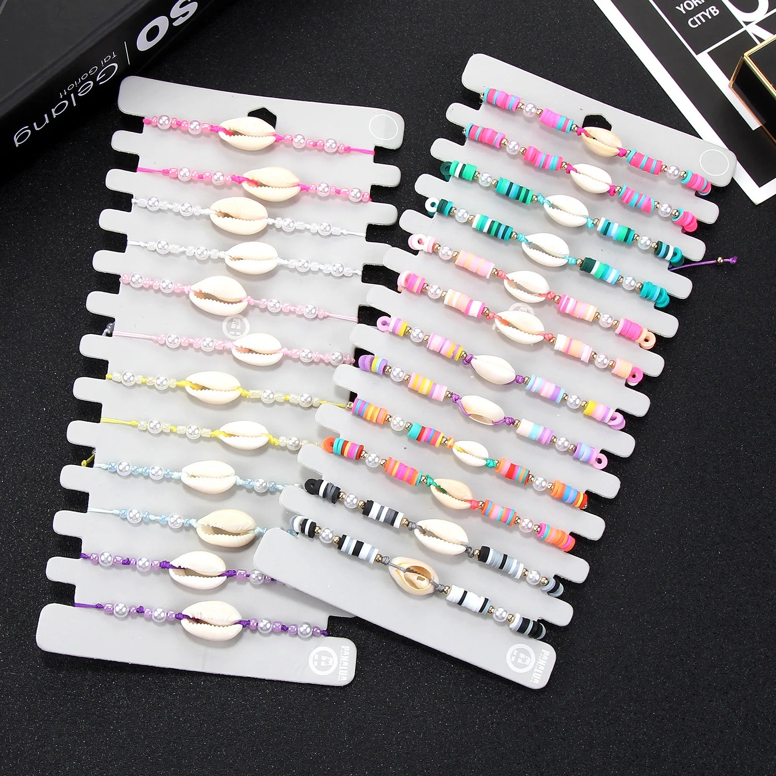 Hot-selling 12 Pcs Per Set Friendship Shell Personality Colored  Bracelet Bohemian Soft Clay Bracelet Bangle