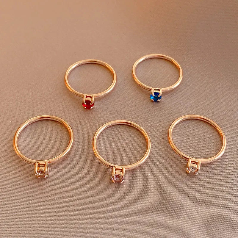 Unique Design Gold Plated Square CZ Delicacy Gemstone Stainless Steel Ring for Women D-322