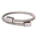 2022 Luxury Handmade Jewelry Silver Color Stainless Steel Open Cuff Hemp Rope Bangle Bracelet for Men