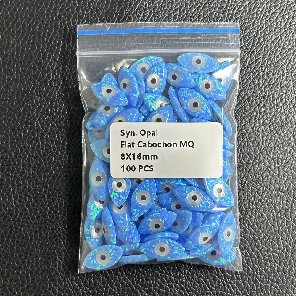 Marquise Opal 4x8mm-8x16mm Flatback Cabochon Marquise Cut OP06 Blue Opal Evil-Eye Stone
