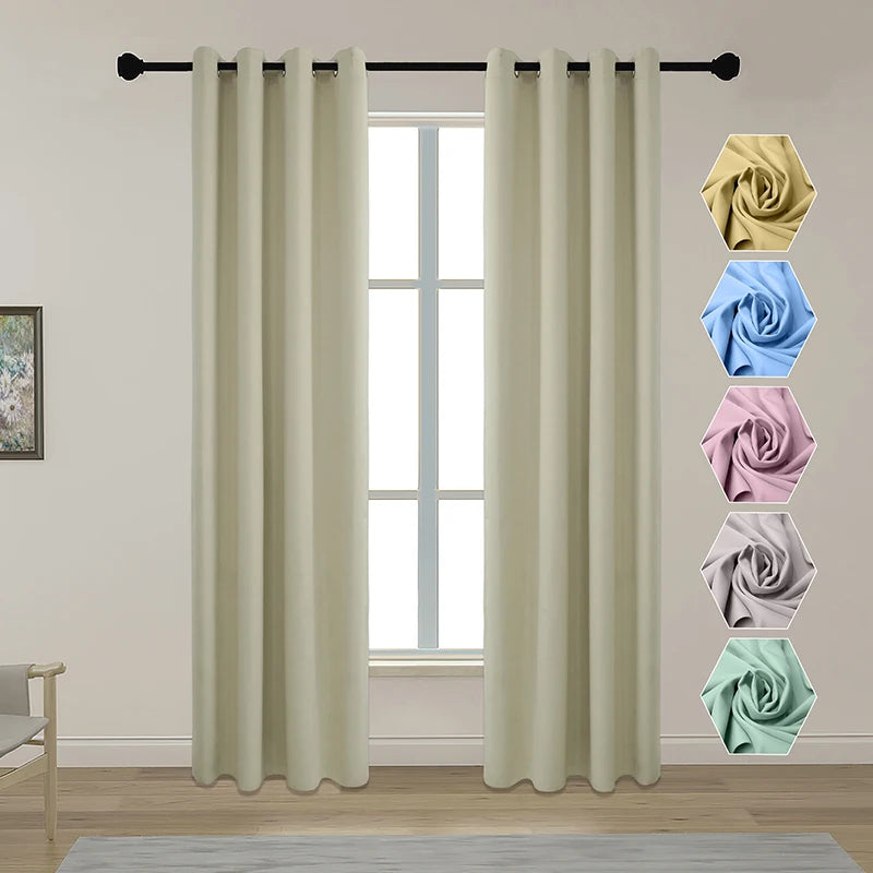Modern Blackout Window Panels for Bedroom Living Room Other Rooms Thermal Insulated Blackout Room Darkening Curtains Black Color