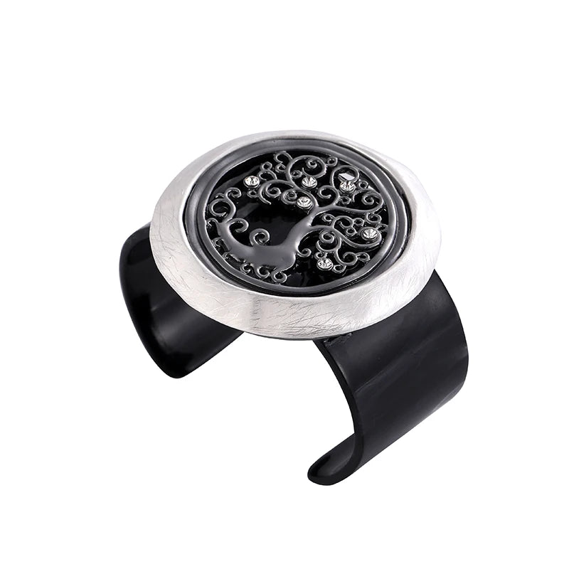 TongLing Acrylic Exaggerated Open Bracelet Female Hollow Out Tree of Life Cuff Bangle for Women Girl