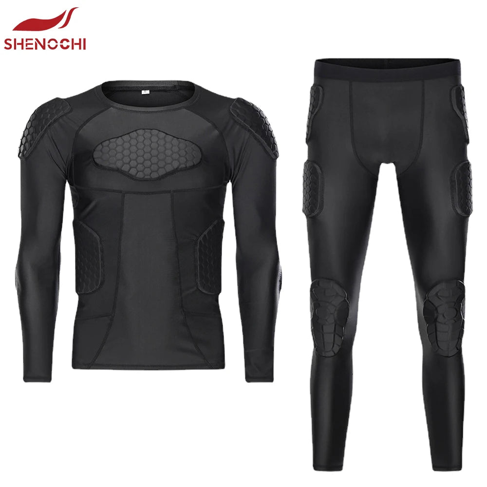 Custom logo Padded Compression Shirt Pants Protective Rash Guard Protective Gear Padded Compression Sets Shirt and Short