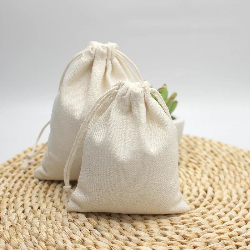 Wholesale Travel Portable Reusable Organic Muslin Cotton Canvas Drawstring Dust Bag With Custom Logo Print