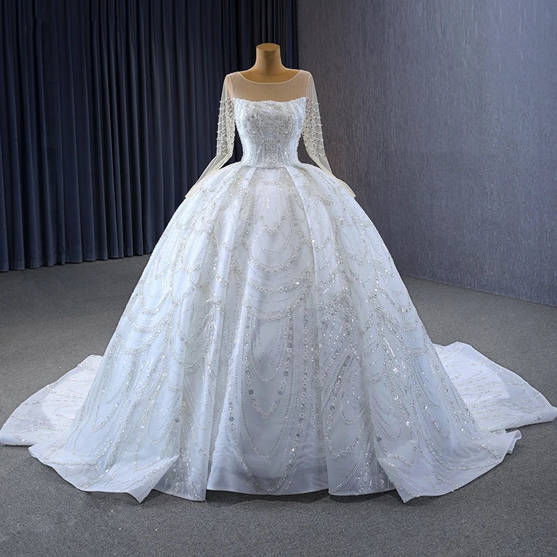 Modern White Long-Sleeved Elegant Lady Solo Tutu Skirt with Lace Decoration Bridesmaid's Wedding Dress RSM231115