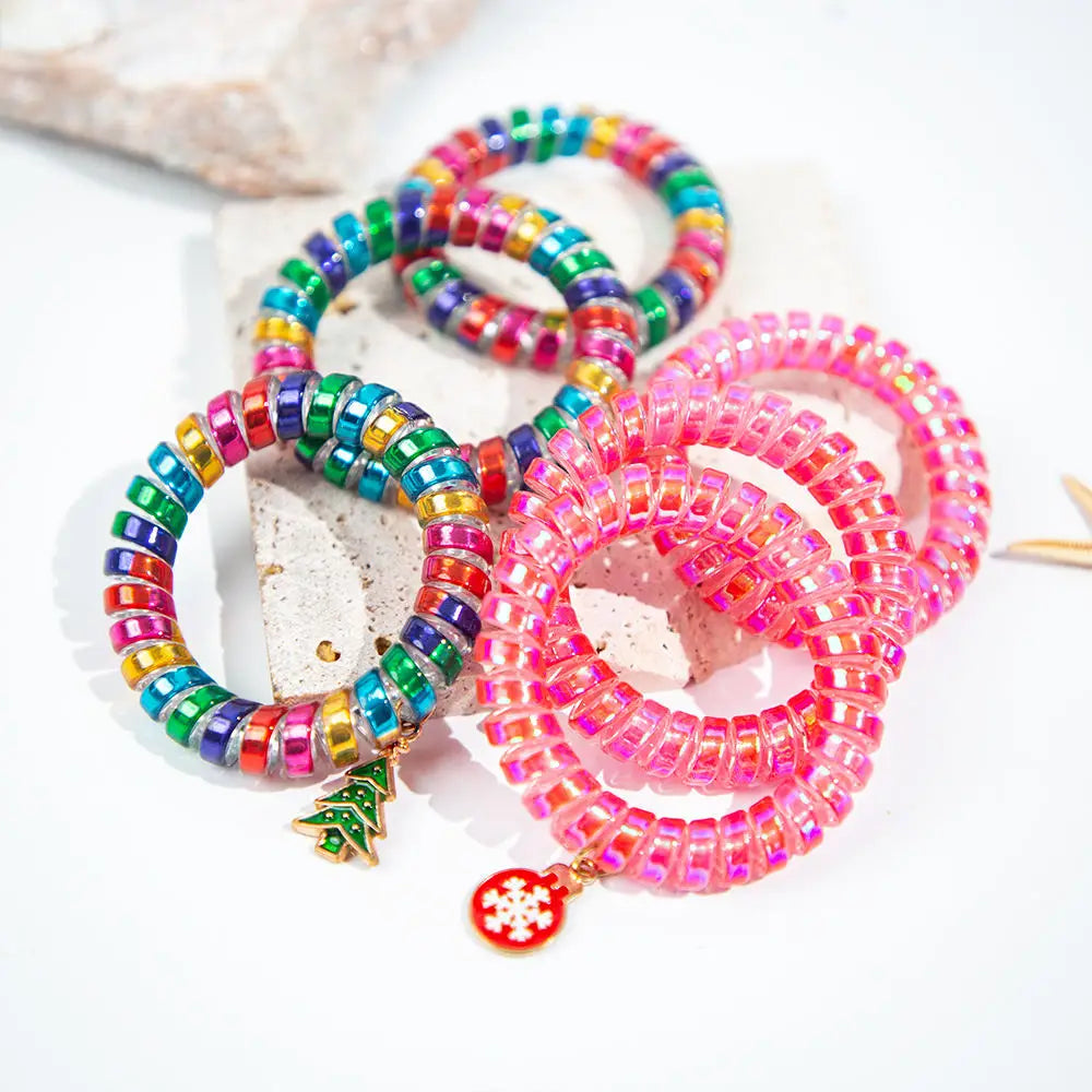 Factory Sale Various Korean Traceless Large Size Hair Bands Metallic Color Telephone Cord Hair Ties