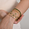 CE Rohs Custom Jewelry 316L Stainless Steel 14k 18k Gold Cross Bracelet Green Diamond Zircon Double Layer Bracelet for Women