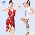 Latin Dance Sequin Slip Dress Performance Costume