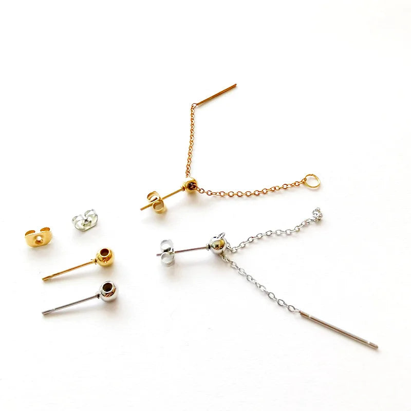 DIY Adjustable Separable Ear Helix Lobe Piercing Stud Silicon Earrings With Chain Double Hole Cartilage Stud Earring