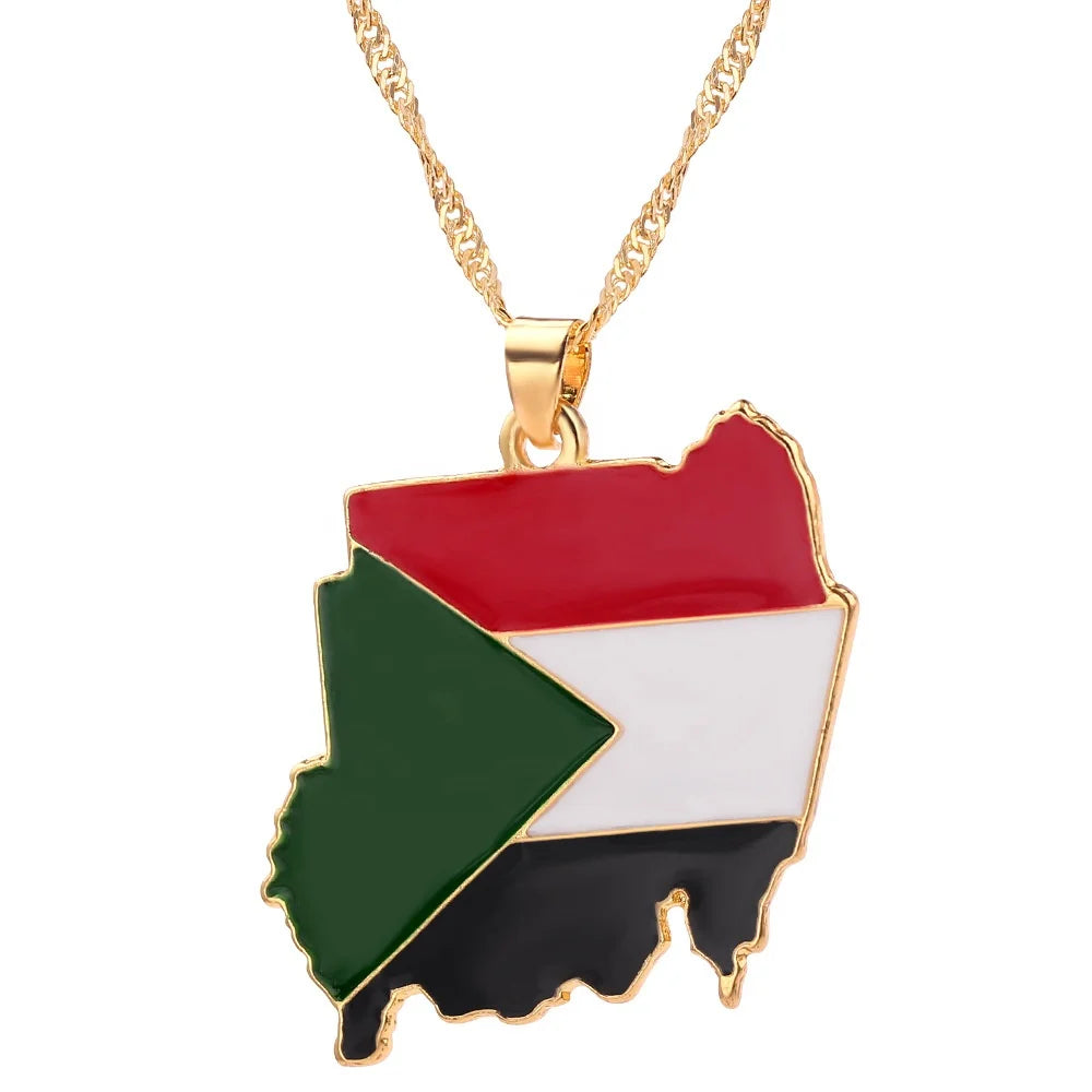 GT 2022 Custom Multiple Country Palestine Map Necklace Souvenir Gift Gold Plated National Flag Pendant Necklace
