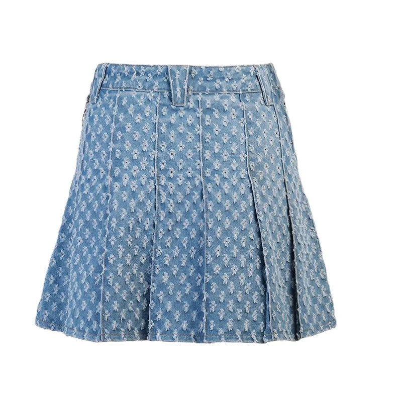 Dropship Ripped Polka Dot Jeans Pleated Custom Girl Jean Shorts Ripped Jean Shorts for Women