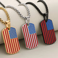 Merryshine Mens Personality Enamel Custom Oval Design US Flag Black Gold Plated Stainless Steel Pendant Necklace