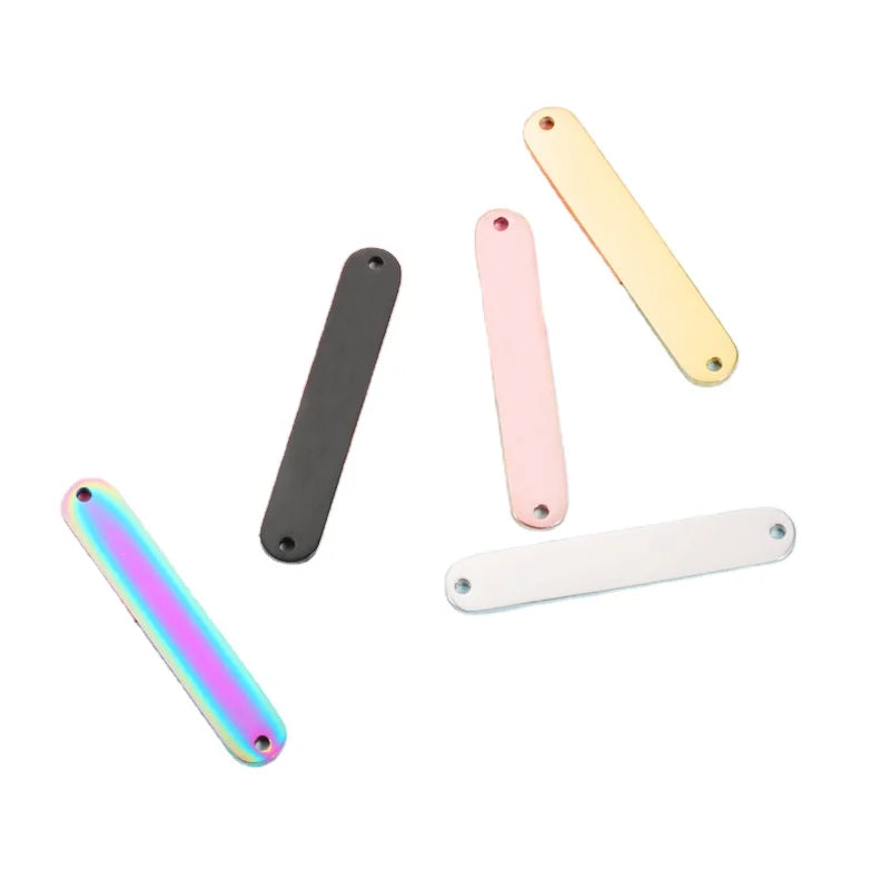 Stainless Steel Mirror Polished Rectangle Strip DIY Jewelry Findings Waterproof Bar Charms for Making Bracelet Necklace