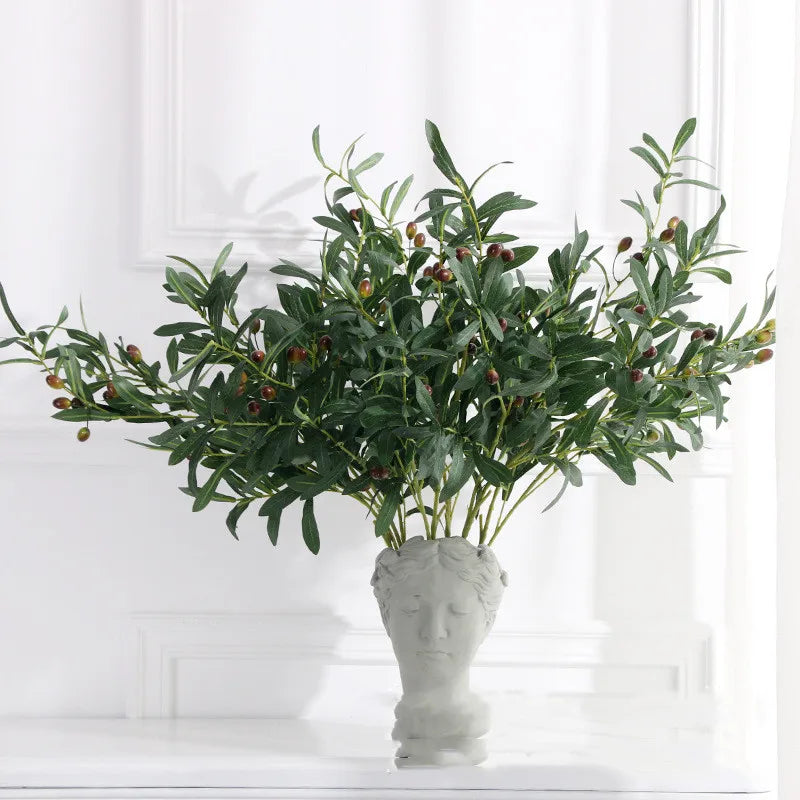 S02187 High Quality Wedding Artificial Flowers Indoor Real Touch Leave Long Stem Artificial Olive Branch With Olive Fruits