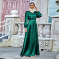 Elegant Satin Dress Solid Color Elastic Wear Long Sleeves Islamic Muslim Clothing Abaya Dress Pakistan Wholesale