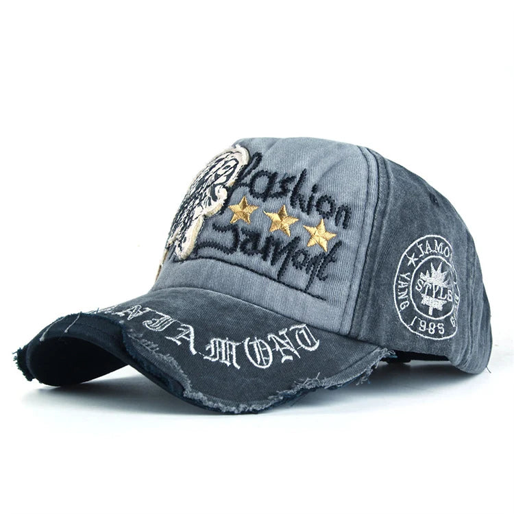 3D Embroidery Washed Baseball Cap Men's Splicing Cotton Sports Hat Distressed Vintage Cap Snapback