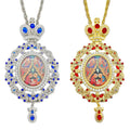 HT Orthodox Religious Gold and Silver Plated Color Pectoral Cross Necklace with Customize Colorful Stones