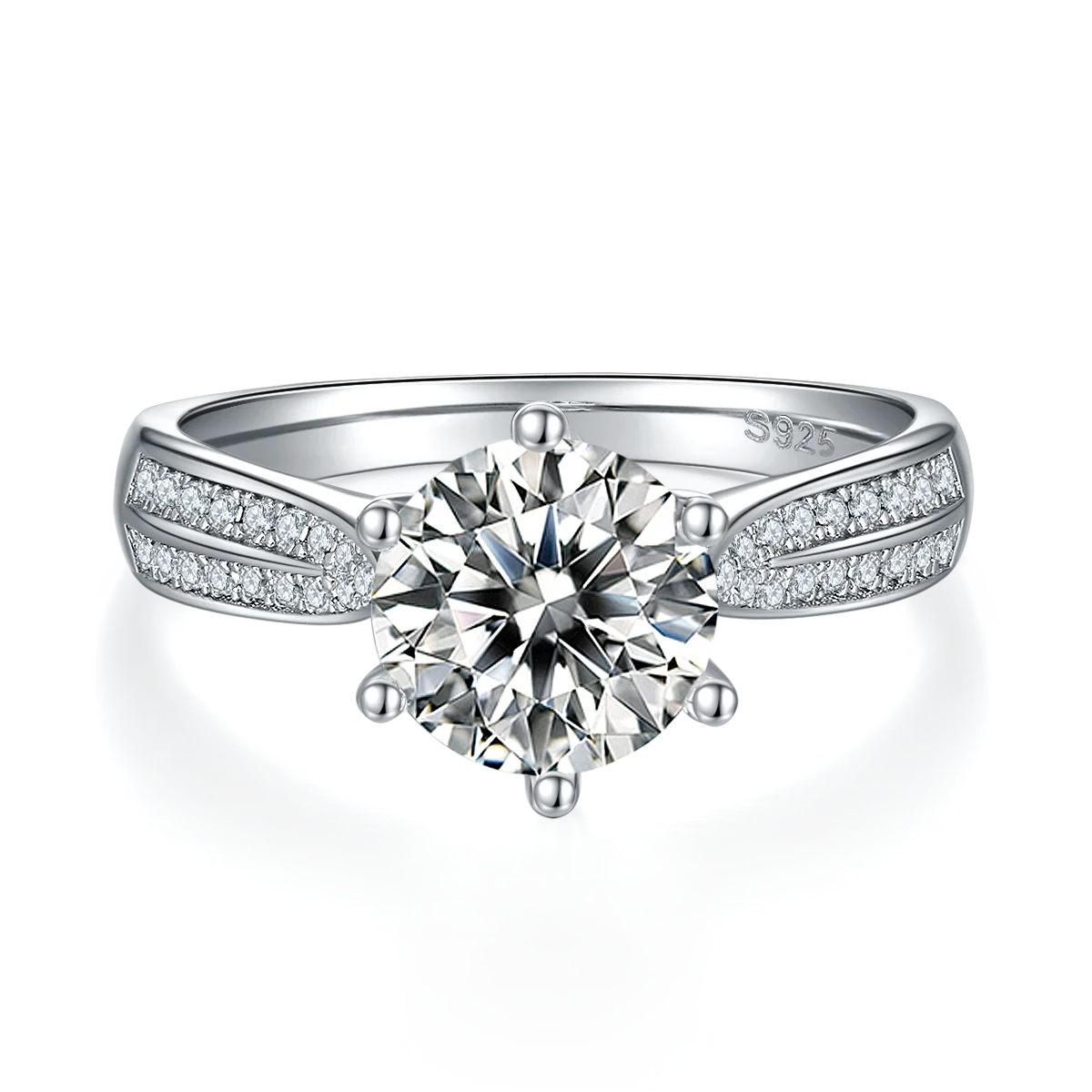 Fine Silver Jewelry Vintage Moissanite Wedding Rings 925 Sterling Silver 2.0ct 8mm Moissanite Ring Diamond Custom 14k Gold