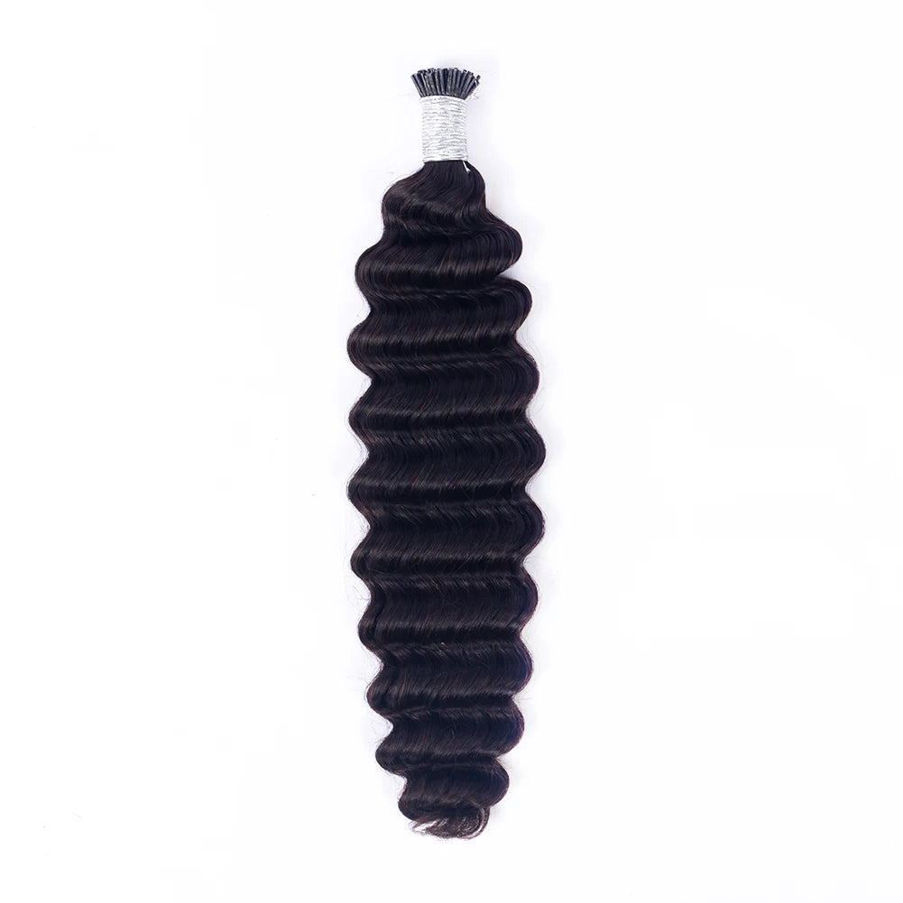 Hot Selling 12a Wholesale Real Hair Brazilian Human Braiding Hair Bulk No Weft Deep Wave  I Tip Deep Wave Hair Extensions