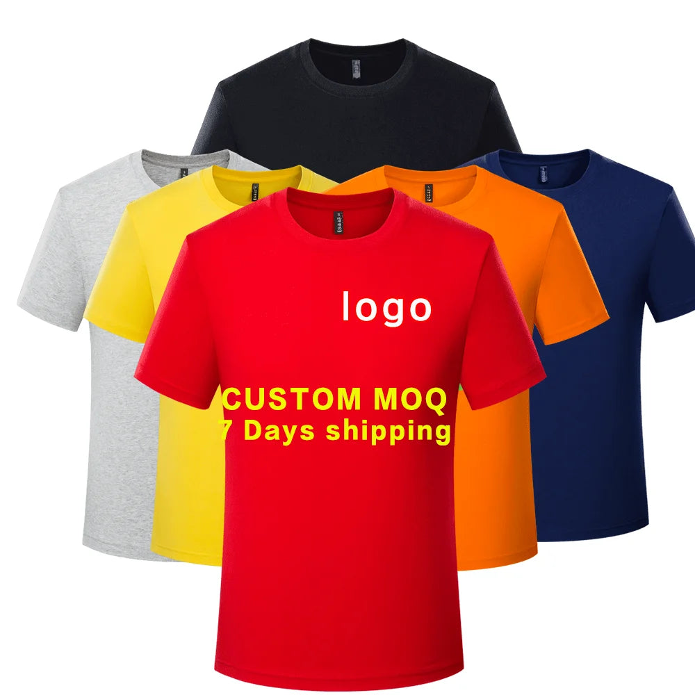 European Size Men's Crewneck T-Shirt 100% Cotton Customized Short Sleeve Logo Print Advertising Shirt for Group Construction