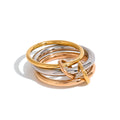 N&S 18K Gold Plated Interlocking Triple Ring Modern Romantic Style Stainless Steel Rose Gold Mixed Color Engagement Gift