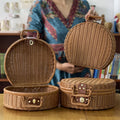 Handmade Customized Handwoven Round Rattan Bag Tropical Beach Style Woven Rattan Gift Bag