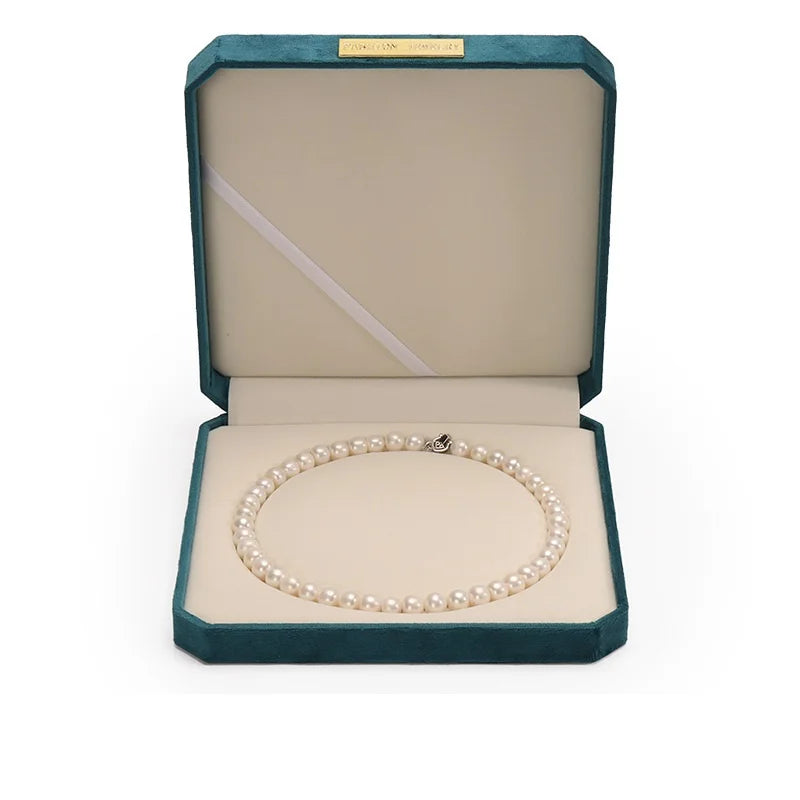 Velvet Dark Blue Color Jewelry Ring Box Packaging Boxes for Necklace and Bracelet Pearl Necklace Box