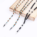 Classic Design Natural Stone Gemstone Beads 316L Stainless Steel Pendant Long Men Necklace