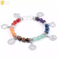 CSJA Wholesale 8mm Energy Healing Reiki Crystal Natural Seven Chakra Stone Beads Bracelet for Women E996