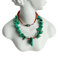 Natural Turquoise and Orange mandarin Garnet 925 Sterling Silver Large natural stone Turquoise Necklace