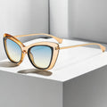 3235 Retro Oversized Metal Frame Vintage Sunglasses Ladies Big Luxury Brand Designer Cat Eye Women Sunglasses